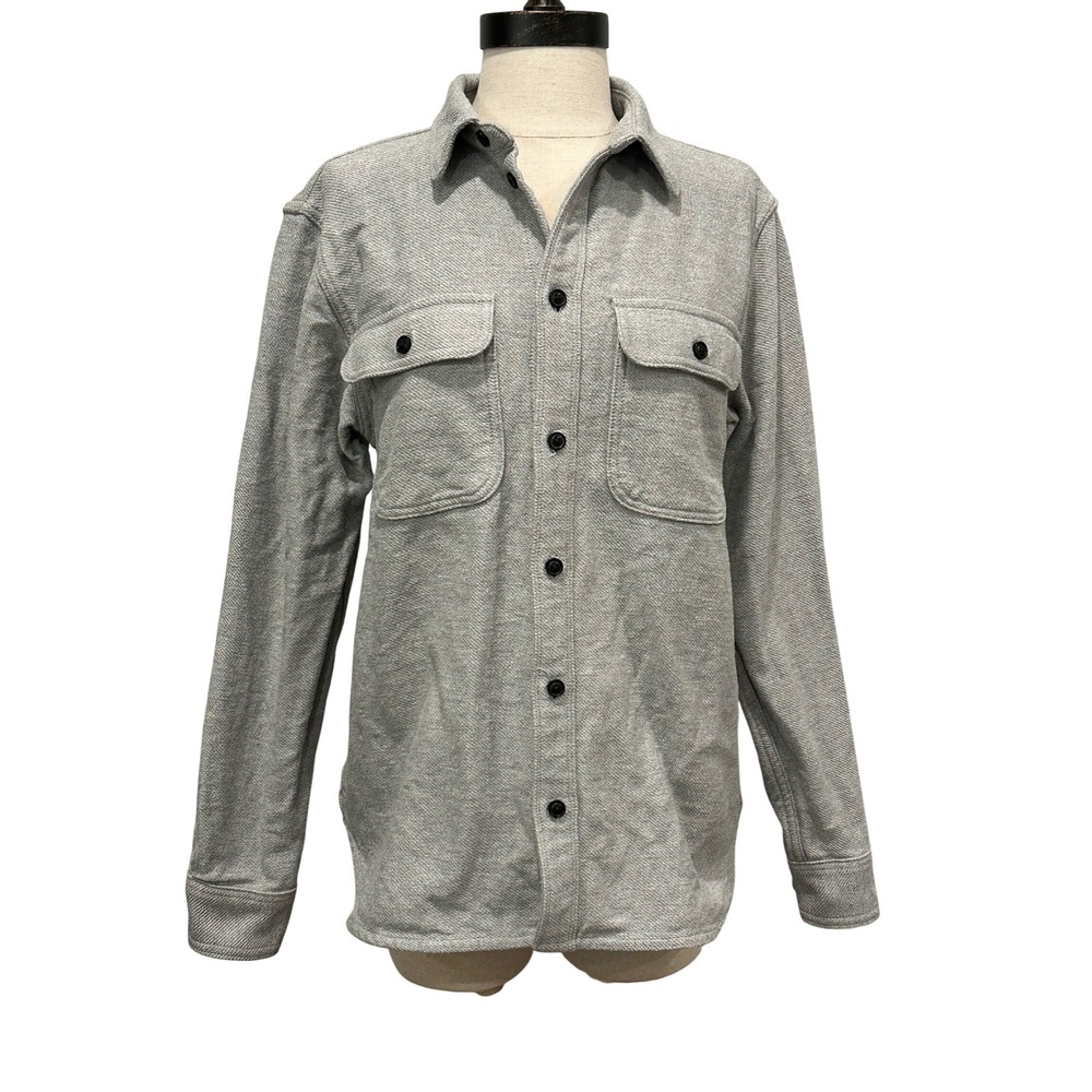 Everlane Mens Medium Grey Heavyweight Relaxed Overshirt Shacket Cotton Button Up